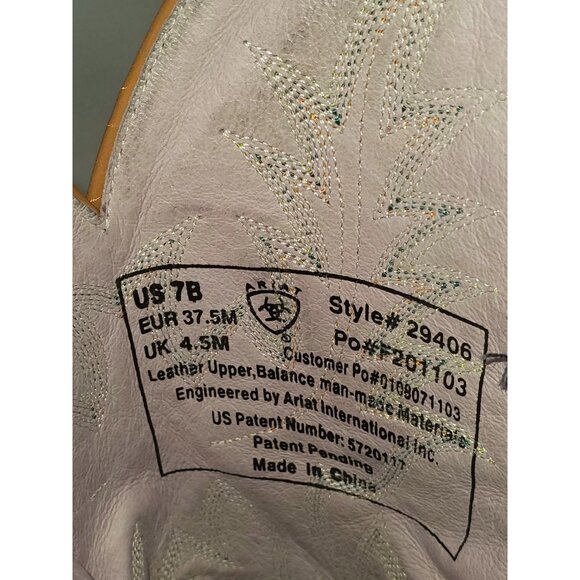 Ariat Women's Blue and Brown Leather Cowgirl Embroidered Wester Boots Sz 7B 1552 - Picture 8 of 15